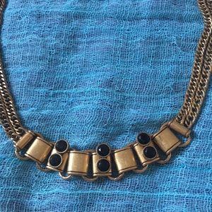 Vintage Look J Crew Black Crystal Book Chain Necklace
